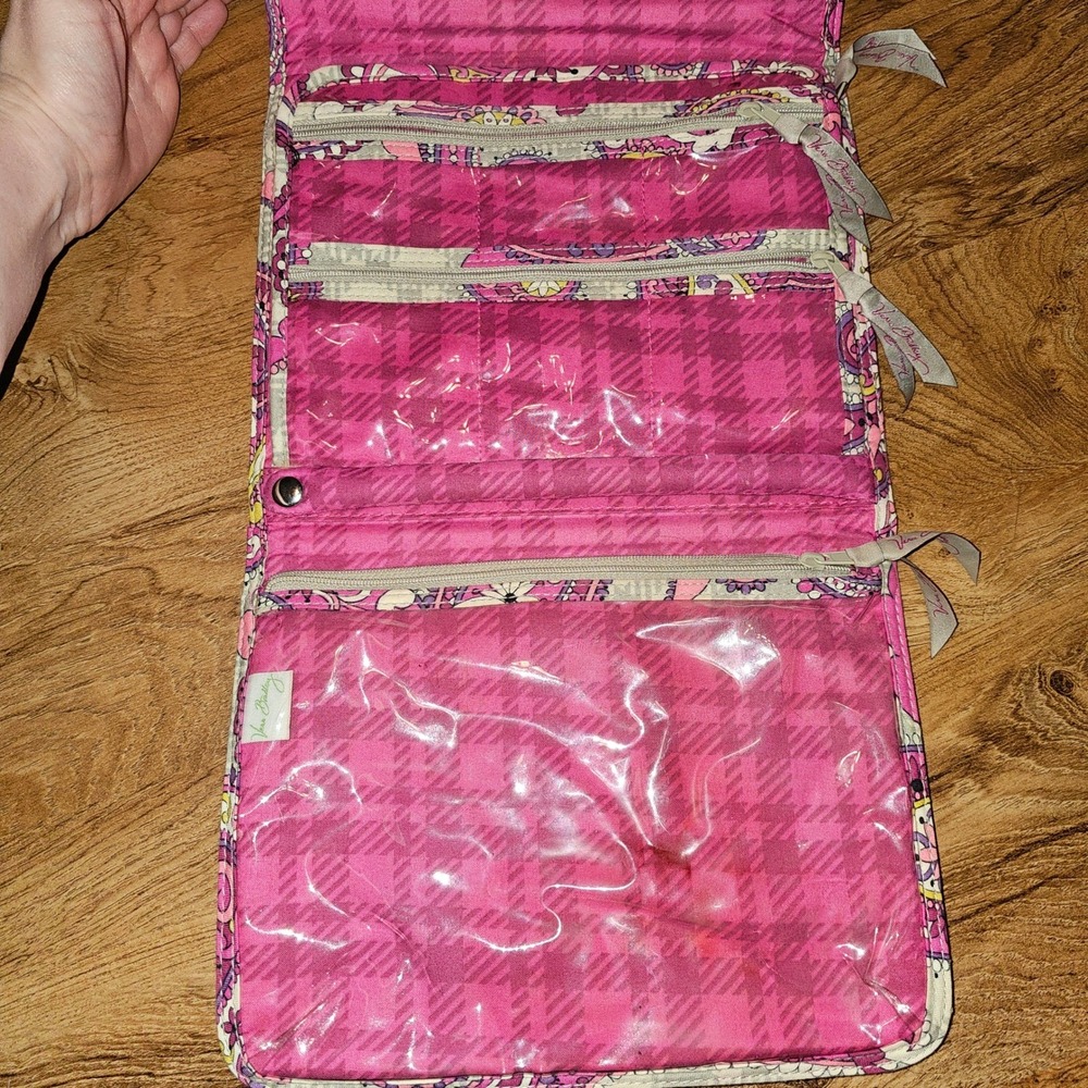 Vera Bradley Travel Organizer Pink Paisley Quilted Toiletry Cosmetic Bag